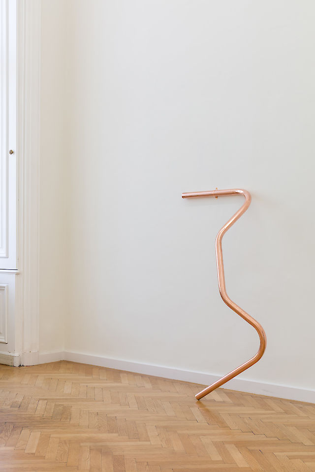 Marie Lund, ​‘Handles’, 2018, Copper, 62&nbsp;×&nbsp;148&nbsp;×&nbsp;20 cm ø 4.5&nbsp;cm