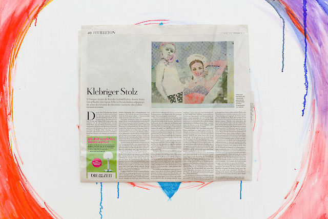 Elke Silvia Krystufek, Voilà, detail, 2019, Oil and acrylic, newspaper on canvas, 180&nbsp;×&nbsp;180 cm