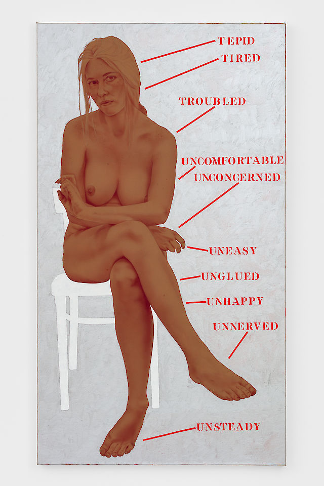 Zoe Barcza, Vocabulary of Feelings: Unmet Needs, 2018, Oil, acrylic and vinyl paint on canvas, 160&nbsp;×&nbsp;90 cm