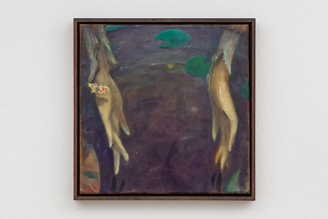 Ernst Yohji Jaeger, Untitled 9 (fish), 2020, oil on canvas, 30&nbsp;×&nbsp;30 cm, framed 32&nbsp;×&nbsp;32 cm