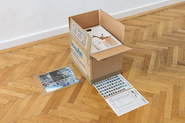 Patricia L. Boyd, 138. Records (domination) (Contents in the Storage Problem), 2023, Moving box, plywood light box, inventories, prints, keys, glass, 48.5&nbsp;×&nbsp;76&nbsp;×&nbsp;85 cm
