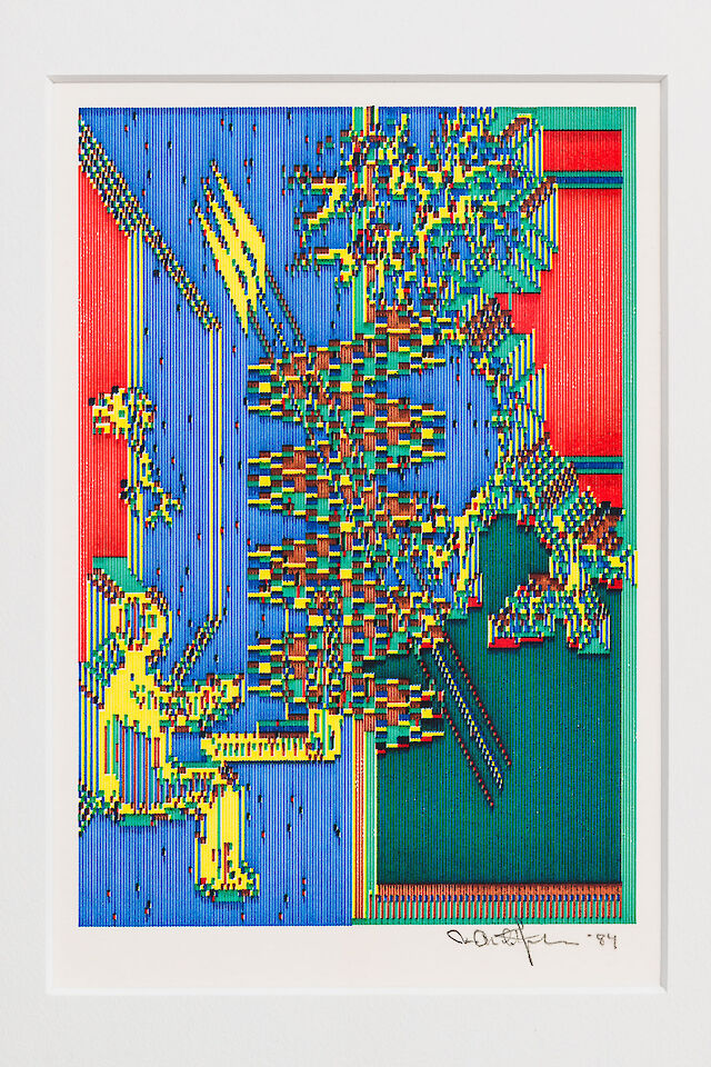 Charlotte Johannesson, Untitled, 1984 (detail), computer graphics plotted on paper, 18.5&nbsp;×&nbsp;12.8 cm, 42&nbsp;×&nbsp;52&nbsp;×&nbsp;3.5 cm (framed)