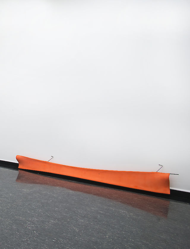 Olga Balema, Interior Biomorphic Attachment (5), 2014, Steel, latex, poly foam, 61&nbsp;×&nbsp;370.8&nbsp;×&nbsp;30.5 cm, installation view Bergen Kunsthall, 2016