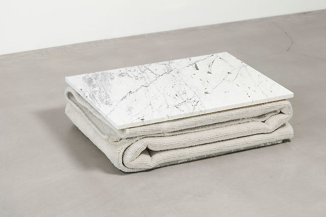 Marie Lund, Level, 2012, marbel, wool carpet, 82&nbsp;×&nbsp;52&nbsp;×&nbsp;20 cm