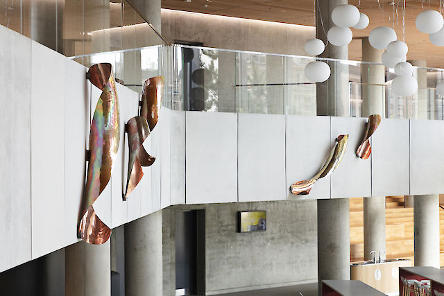 Marie Lund, installation view, Mærsk Tower, University of Copenhagen, Denmark, 2019 Photo: Laura Stamer