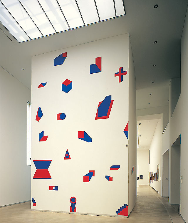 Albert Mertz, Anamorphoses, 1979, dmensions variable (30 pieces), paint on cardboard, installation view the Danish National Gallery, 1979–84