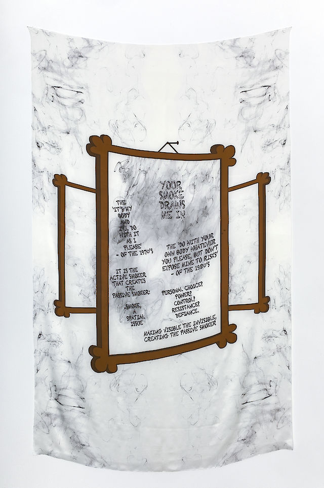 Marlie Mul, Cigarette Ends Here (Your Smoke Draws Me In), 2012, Digital print on silk, 220&nbsp;×&nbsp;130 cm