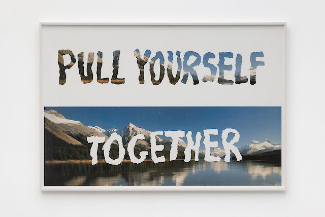 Mitchell Syrop, Pull Yourself Together, 1998, torn litho poster on board, collage, framed, 110&nbsp;×&nbsp;161 cm