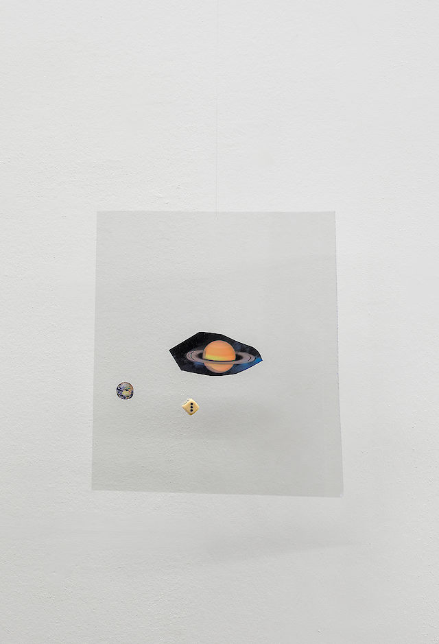 Benoît Maire, Untitled, 2013, Plexiglas, dice, collage