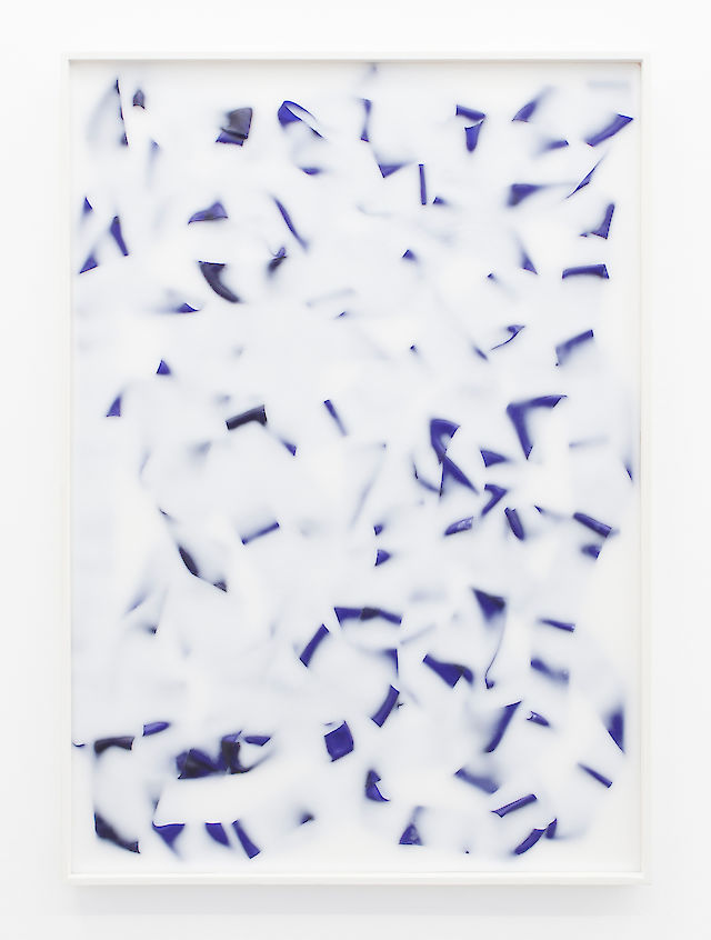 Andy Boot, Untitled (navy blue), 2012, Rythmic gymnastic ribbon, wax, frame, 72&nbsp;×&nbsp;102 cm