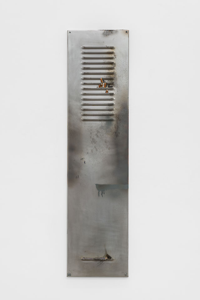 Air Vent / Butt Stop (Discipline), 2014, steel, cigarette, 120&nbsp;×&nbsp;30 cm