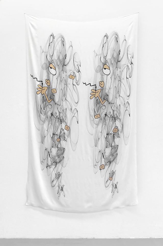 Cigarette Ends Here (Healing), 2014, digital print on silk, 220&nbsp;×&nbsp;130 cm