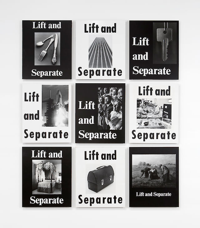 Mitchell Syrop, Lift and Separate, 1984, Black and white photographs mounted on board, Each (9 panels): 59,4&nbsp;×&nbsp;49.5 cm, overall dimensions: 184.2&nbsp;×&nbsp;154.5 cm