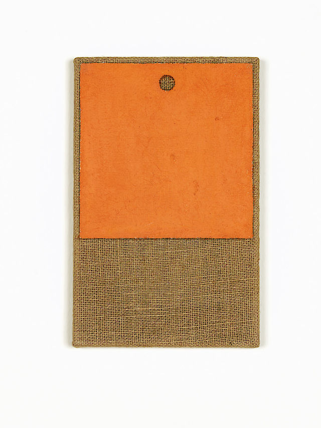 Nicolas Jasmin, Untitled (orange cadmium), 1989, Paint on hessian, 33&nbsp;×&nbsp;21 cm