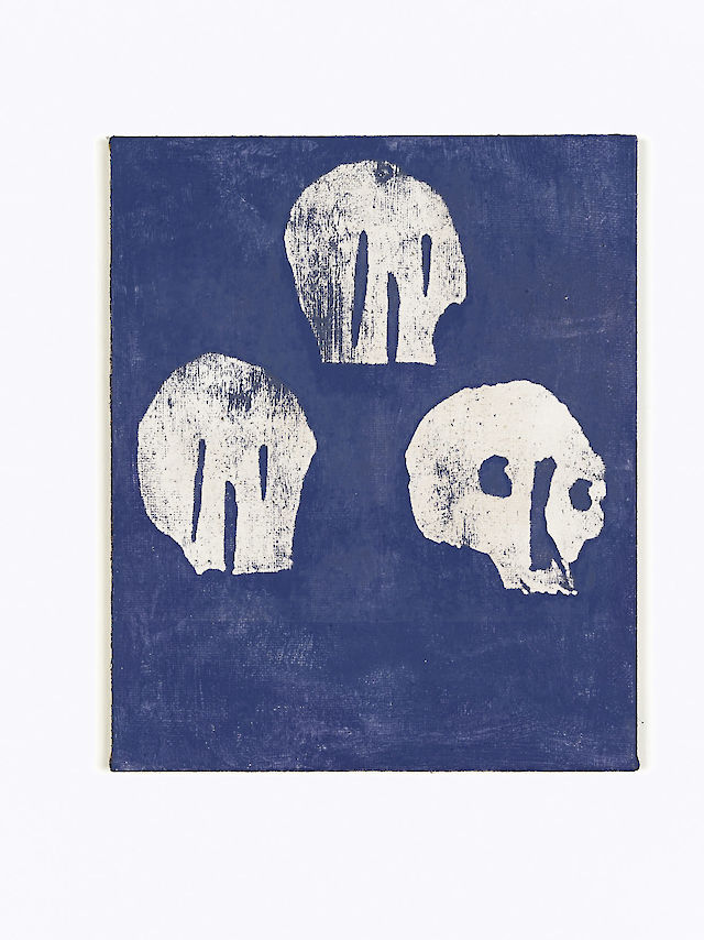 Nicolas Jasmin, La Collectionneuse (Deep Blue), 2015, laser etched primer on hessian, 42&nbsp;×&nbsp;35 cm