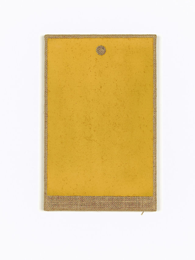 Nicolas Jasmin, Untitled (signal orange), 1989/2011, Mixed media on hessian, 33&nbsp;×&nbsp;21 cm