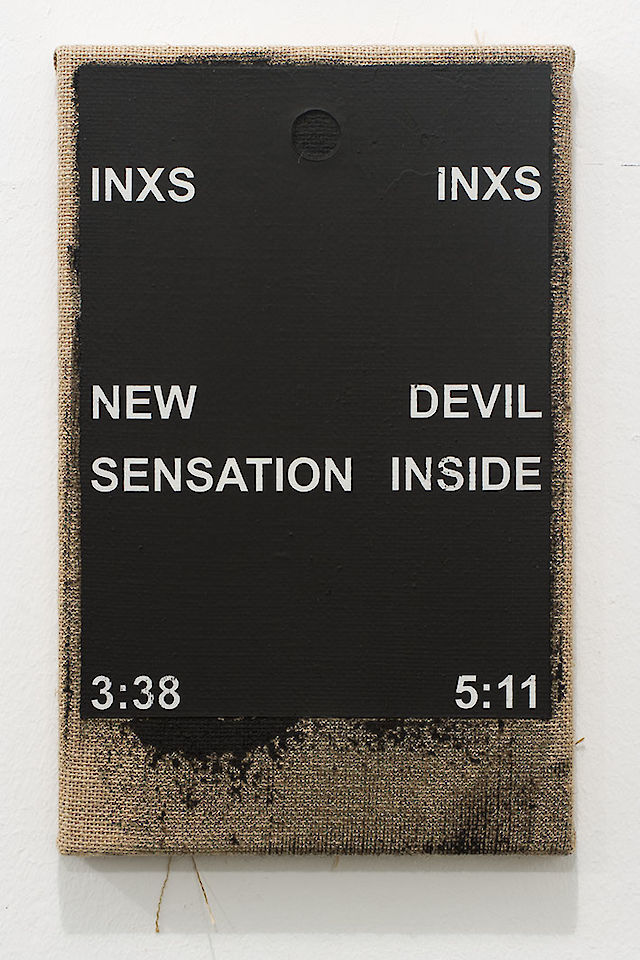 Nicolas Jasmin, _​Untitled (NEWINSIDE), 2013–2015, Laser etched mixed media on hessian, 33&nbsp;×&nbsp;21 cm