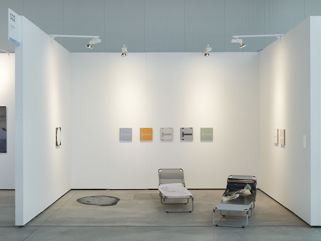 Installation view Vienna Contemporary, 2017, featuring Nina Beier, Nicolas Jasmin, and Marlie Mul Photo by Pascal Petignat