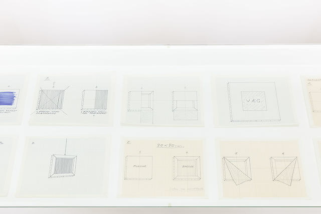 Albert Mertz, sketches for Dekonstruktion af maleriets møblement (Deconstruction of the furnishing of painting), 1974, Felt pen, pencil, and ball pen on millimetre paper, Each 22&nbsp;×&nbsp;28 cm