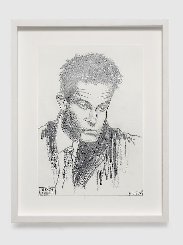 Elke Silvia Krystufek, Egon Schiele, 1987, pencil on paper, framed, 29,7&nbsp;×&nbsp;21 cm