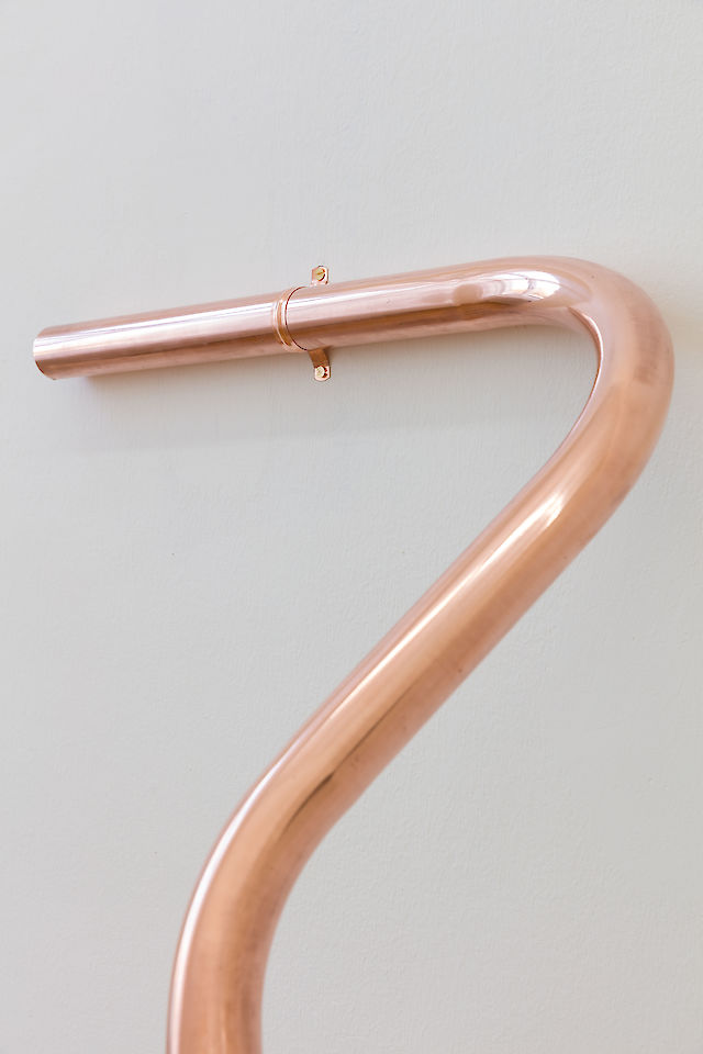 Marie Lund, Handles, 2018 (detail), Copper, 62&nbsp;×&nbsp;148&nbsp;×&nbsp;20 cm ∅ 4.5 cm, Unique