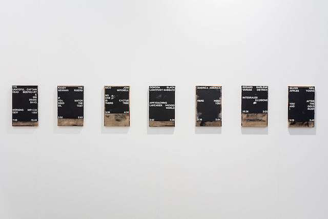 Nicolas Jasmin, Untitled OUT OF THE INDEX (R.S.), 2013/2015, Laser etched mixed media on hessian, each 33&nbsp;×&nbsp;21 cm