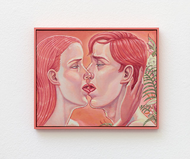 Soshiro Matsubara, Kiss painting XVI, 2019, Oil on linen, handmade frame, 25.5&nbsp;×&nbsp;31.5 cm