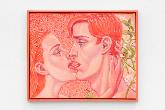 Soshiro Matsubara, Kiss XII, 2019, Oil on linen, handmade frame, 25,5&nbsp;×&nbsp;31,5 cm