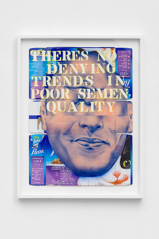 Zoe Barcza, Theres No Denying In Poor Semen Quality, 2018 Acrylic and vinyl paint on cardboard, 44&nbsp;×&nbsp;34 cm, Photo: Kun​st​-doku​men​ta​tion​.com