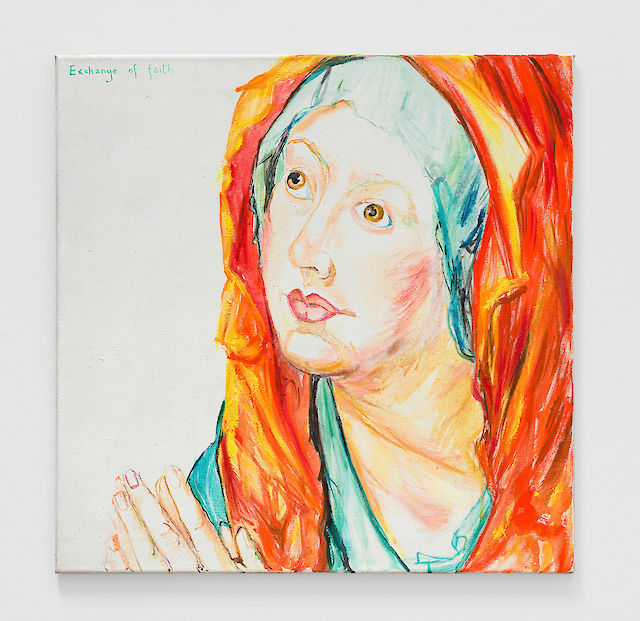 Elke Silvia Krystufek, Exchange of Faith, 2004, Acrylic on canvas, 60&nbsp;×&nbsp;60 cm