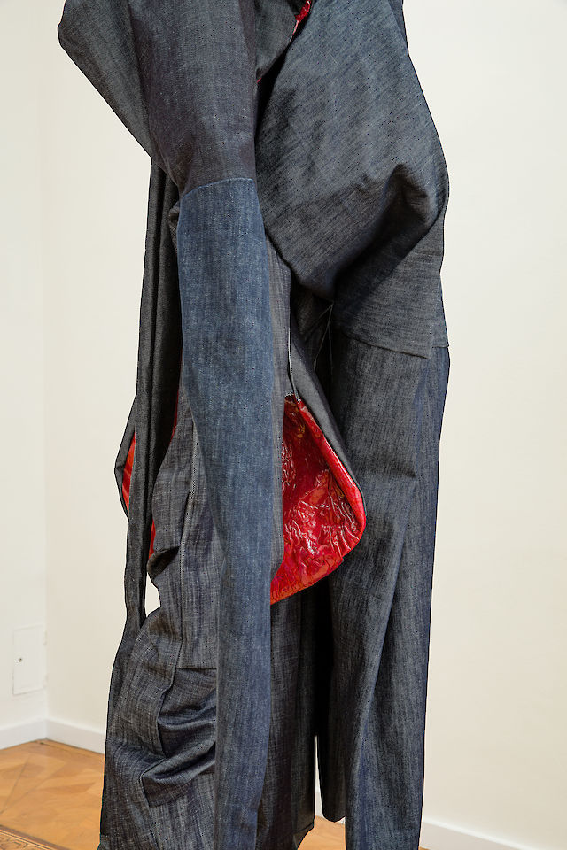 Sandra Mujinga Mókó, 2019 (detail), Fabric, tinted glycerine, plastic, metal, cellular concrete, 270&nbsp;×&nbsp;110&nbsp;×&nbsp;50 cm