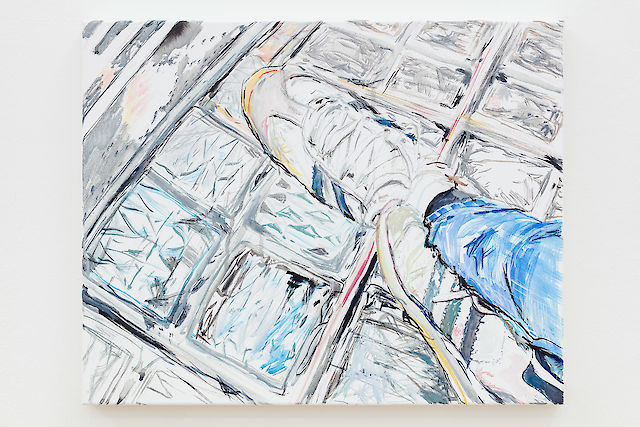 Elke Silvia Krystufek, Adidas meets Wagner, 2018, Pencil, ink, acrylic on canvas, 40&nbsp;×&nbsp;50 cm