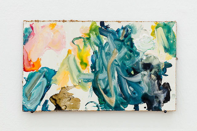 Elke Silvia Krystufek, Lassnig, 2019, Oil and acrylic on board, 18&nbsp;×&nbsp;28 cm