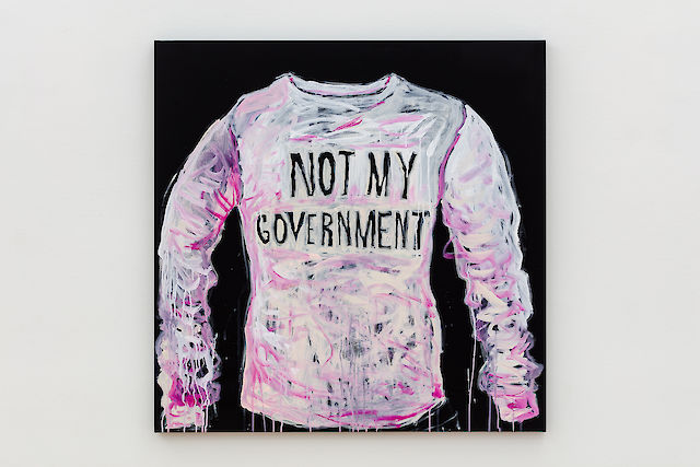 Elke Silvia Krystufek, Not My Government, 2019, Acrylic and ink on canvas, 100&nbsp;×&nbsp;100 cm