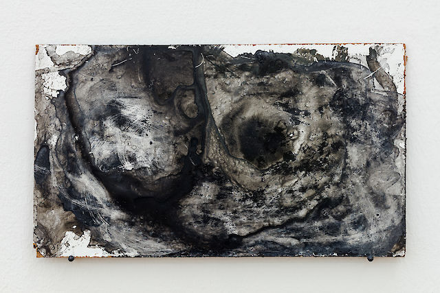 Elke Silvia Krystufek, Robert Longo, 2019, Oil and acrylic on board, 19&nbsp;×&nbsp;30 cm