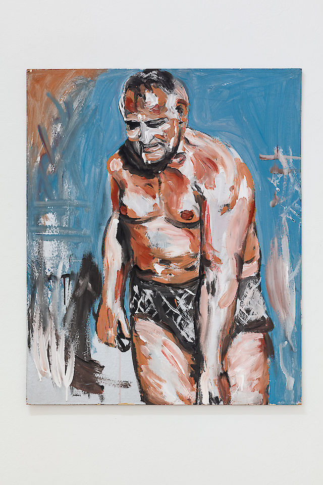 Elke Silvia Krystufek, Vater, 1991, Acrylic and ink on canvas, 81&nbsp;×&nbsp;66.5 cm