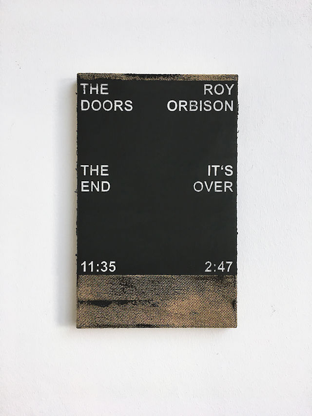 Nicolas Jasmin, Untitled (THE/OVER) OUT OF THE INDEX (R.S.), 2018, Laser etched mixed media on hessian, 33&nbsp;×&nbsp;21 cm
