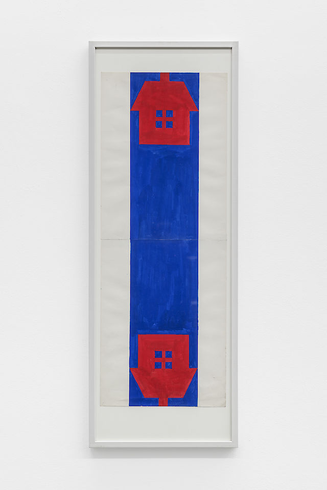 Albert Mertz, Untitled (two houses), 1984, gouache on paper, framed, 75&nbsp;×&nbsp;30 cm, framed: 97&nbsp;×&nbsp;35&nbsp;×&nbsp;3 cm
Photos by Kun​st​-doku​men​ta​tion​.com