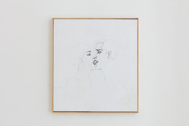 Soshiro Matsubara, Kiss XIX, 2020, pencil and gesso on canvas in artist’s frame, 56,5&nbsp;×&nbsp;51,5&nbsp;×&nbsp;3 cm