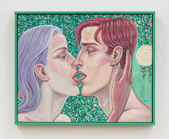 Soshiro Matsubara, Kiss XXII, 2020, oil on canvas and hand made frame, 25,5&nbsp;×&nbsp;31,5&nbsp;×&nbsp;2,5 cm