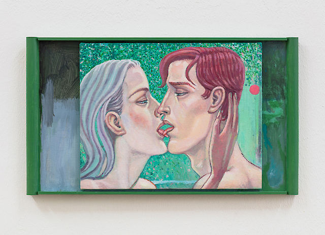 Soshiro Matsubara, Kiss XXIII, 2020, oil on canvas and hand made frame, 26,5&nbsp;×&nbsp;45&nbsp;×&nbsp;2,3 cm
