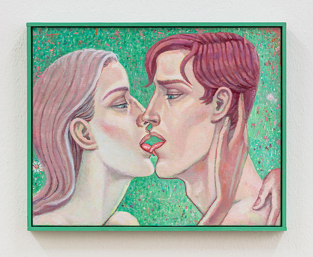 Soshiro Matsubara, Kiss XXI, 2020, oil on canvas and hand made frame, 25,5&nbsp;×&nbsp;31,5&nbsp;×&nbsp;2,5 cm