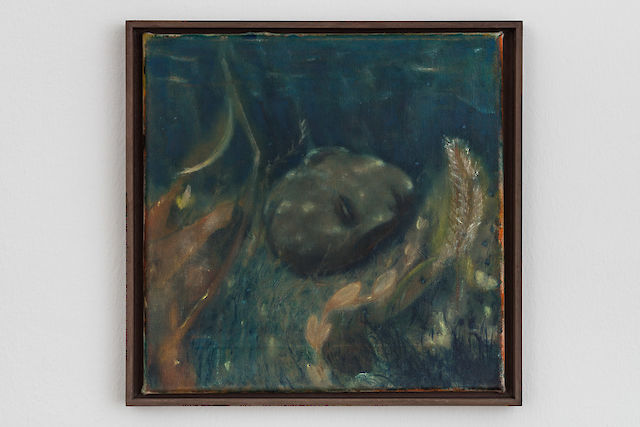 Ernst Yohji Jaeger, Untitled 2 (in water), 2020, oil on canvas, 32&nbsp;×&nbsp;32 cm, framed 34&nbsp;×&nbsp;34 cm