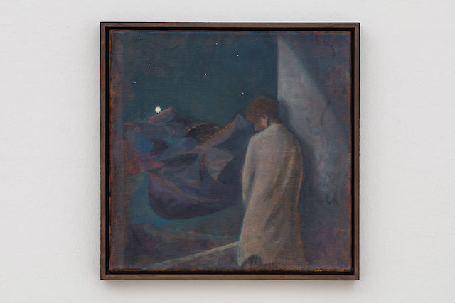 Ernst Yohji Jaeger, Untitled 8 (view), 2020, oil on canvas, 30&nbsp;×&nbsp;30 cm, framed 32&nbsp;×&nbsp;32 cm