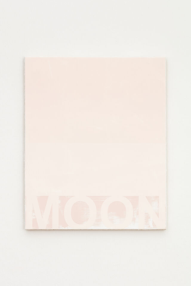 Nicolas Jasmin, Untitled (MOON), 2020, laser etched mixed media on hessian, 55&nbsp;×&nbsp;45 cm