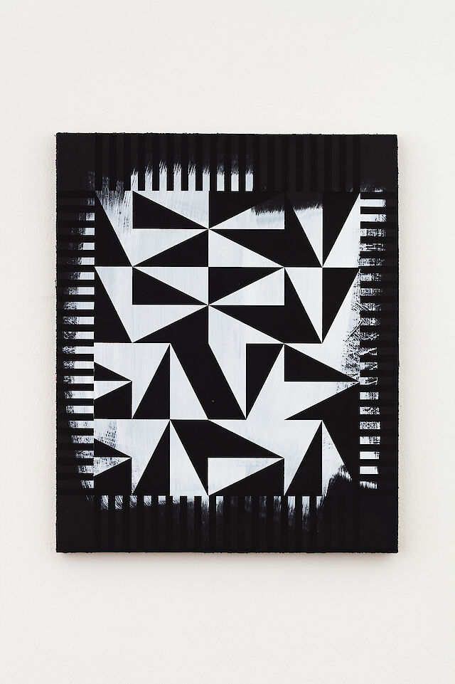 Nicolas Jasmin, Untitled (XIV komposition nr.1), 2021, laser etched mixed media on hessian, 45&nbsp;×&nbsp;55 cm