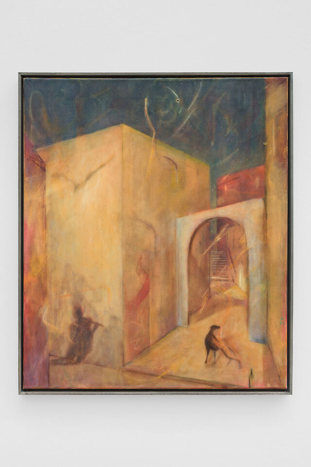 Ernst Yohji Jaeger, Untitled (Dog), distemper, oil on linen, 65&nbsp;×&nbsp;55 cm, 68&nbsp;×&nbsp;57&nbsp;×&nbsp;3.5 cm (framed)