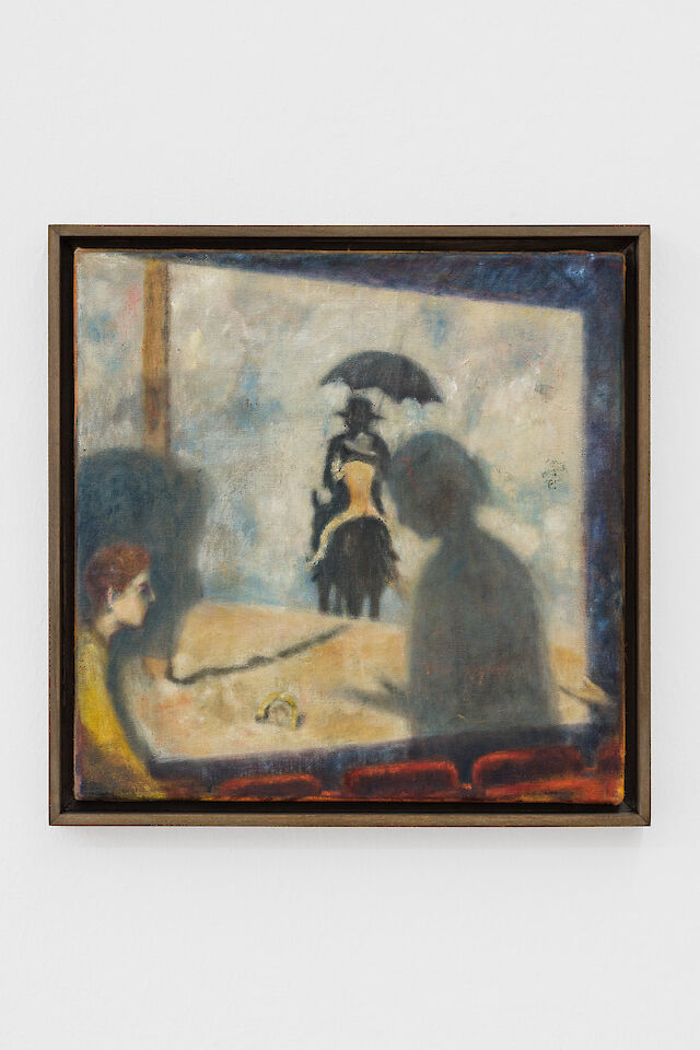 Ernst Yohji Jaeger, Untitled (picture), 2022, Distemper, oil, oil stick on canvas, 30&nbsp;×&nbsp;30&nbsp;×&nbsp;3 cm, 33&nbsp;×&nbsp;33&nbsp;×&nbsp;3 cm (framed)