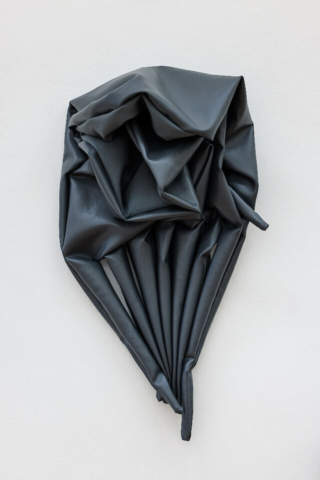 Sandra Mujinga, And What Was Left (4), 2023, Faux leather, cotton, threads, eyelet, 69&nbsp;×&nbsp;32&nbsp;×&nbsp;14 cm