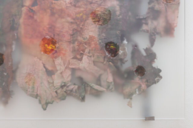 Sandra Mujinga, Slow Water (1) (detail), 2023, Plexiglass, paper, acrylic paint, invisible seal glue, 112&nbsp;×&nbsp;82&nbsp;×&nbsp;6 cm